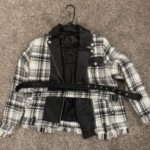 Forever 21 leather plaid jacket